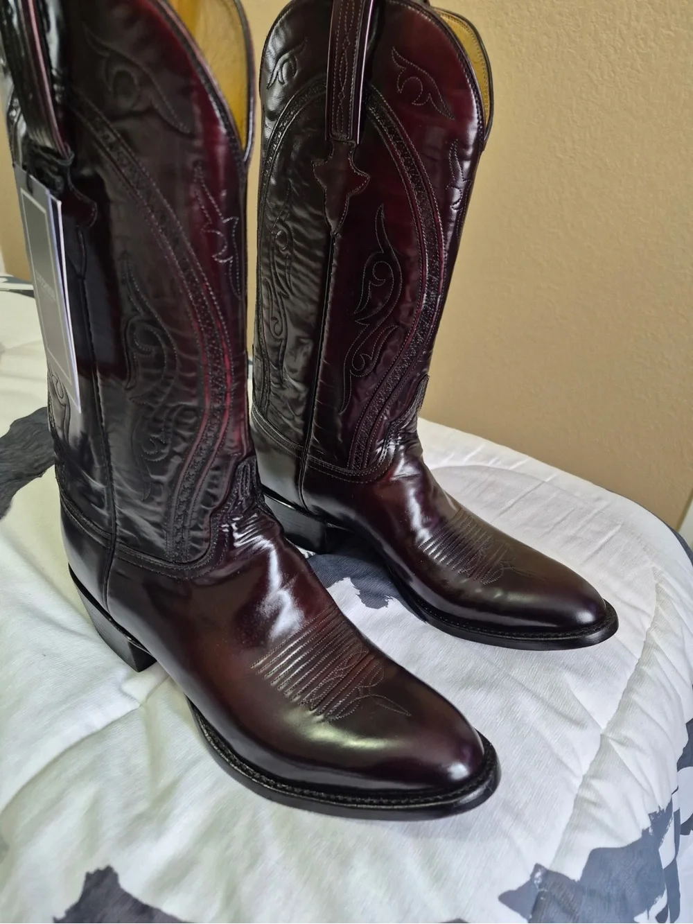 Genuine Leather Western Cowboy Boots - Dark Brown